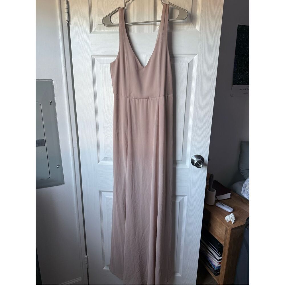 Show Me Your MuMu Long Dress Large Tan Neutral Wedding Guest Bridesmaid